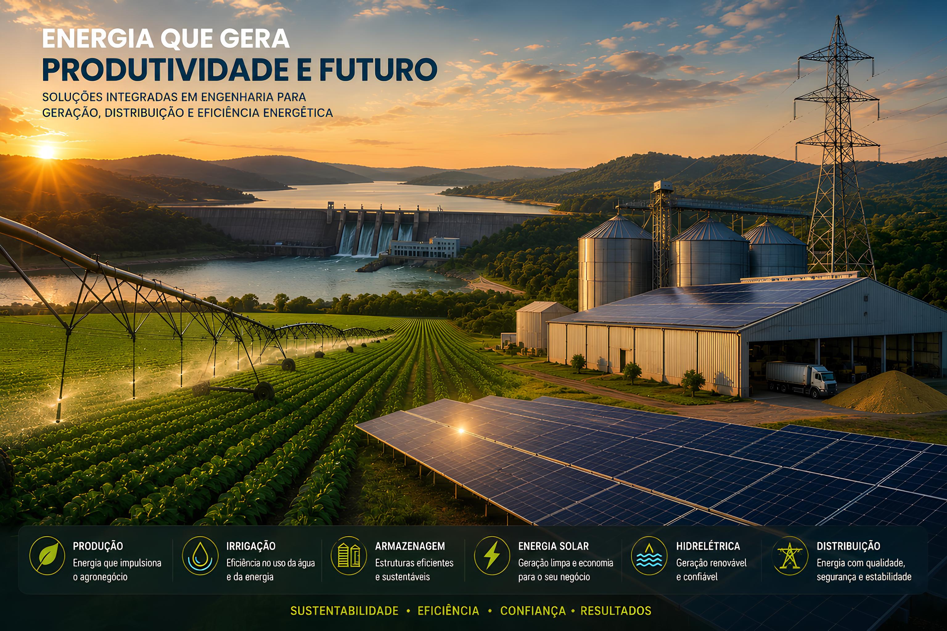 Energia que gera produtividade e futuro - Soluções integradas em engenharia para geração, distribuição e eficiência energética